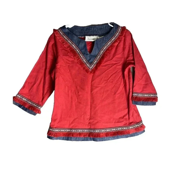 Casey & Max Small Tunic Top Southwestern Embroidered Linen Cotton Boho Western - Picture 1 of 6